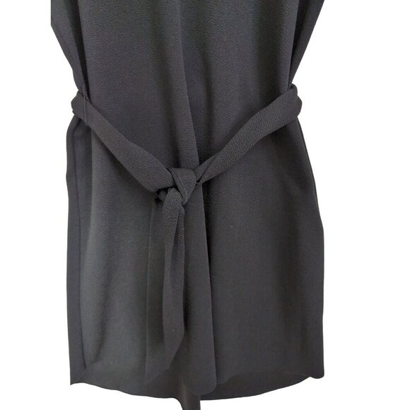 Zara Belted Pullover Dress Womens S Black Short Sleeve Above‎ Knee V-Neck Career - Picture 4 of 8